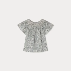 Blouse Nella smockée et brodée main en tissu Liberty en coton biologique