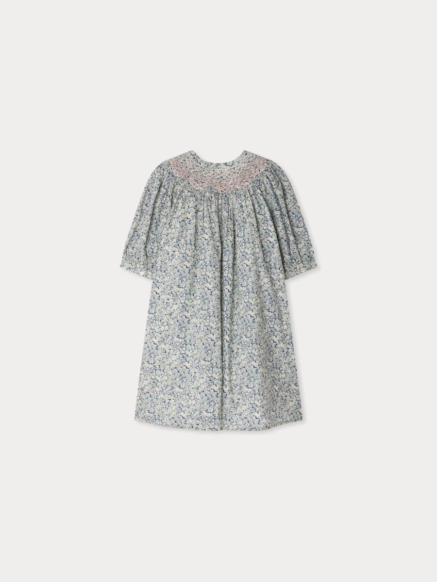 Robe Ladwiga smockée et brodée main en tissu Liberty en coton biologique – Image 3