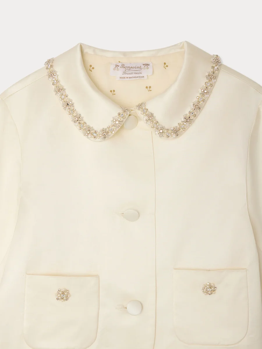 Veste Laelia strass et perles brodés main en coton biologique et viscose – Image 5