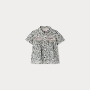 Blouse Laurencia smockée et brodée main en tissu Liberty en coton biologique
