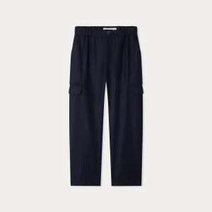 Pantalon Grant à taille élastiquée en flanelle de laine rayure tennis