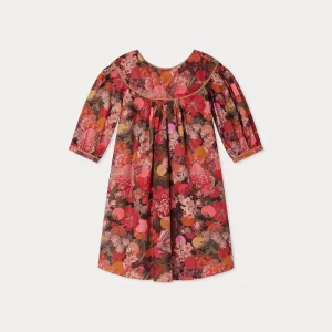 Robe Josiane passepoilée doré en tissu Liberty en coton biologique