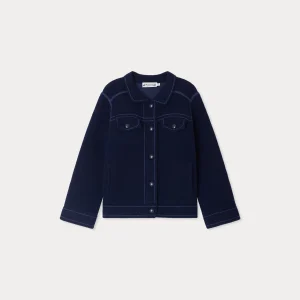 Veste Jimena avec surpiqûres contrastées en laine et cachemire