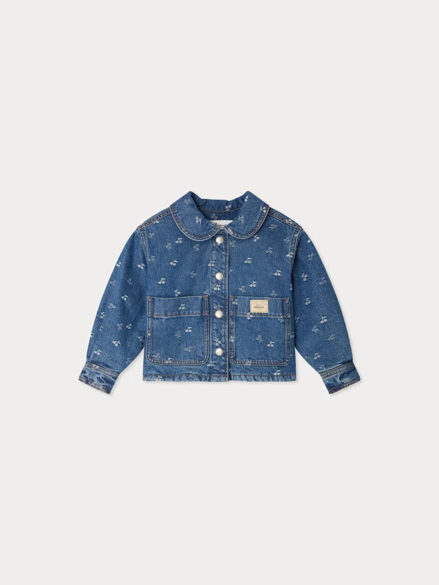 Veste Jalia ouatinée en denim jacquard cerises – Image 3