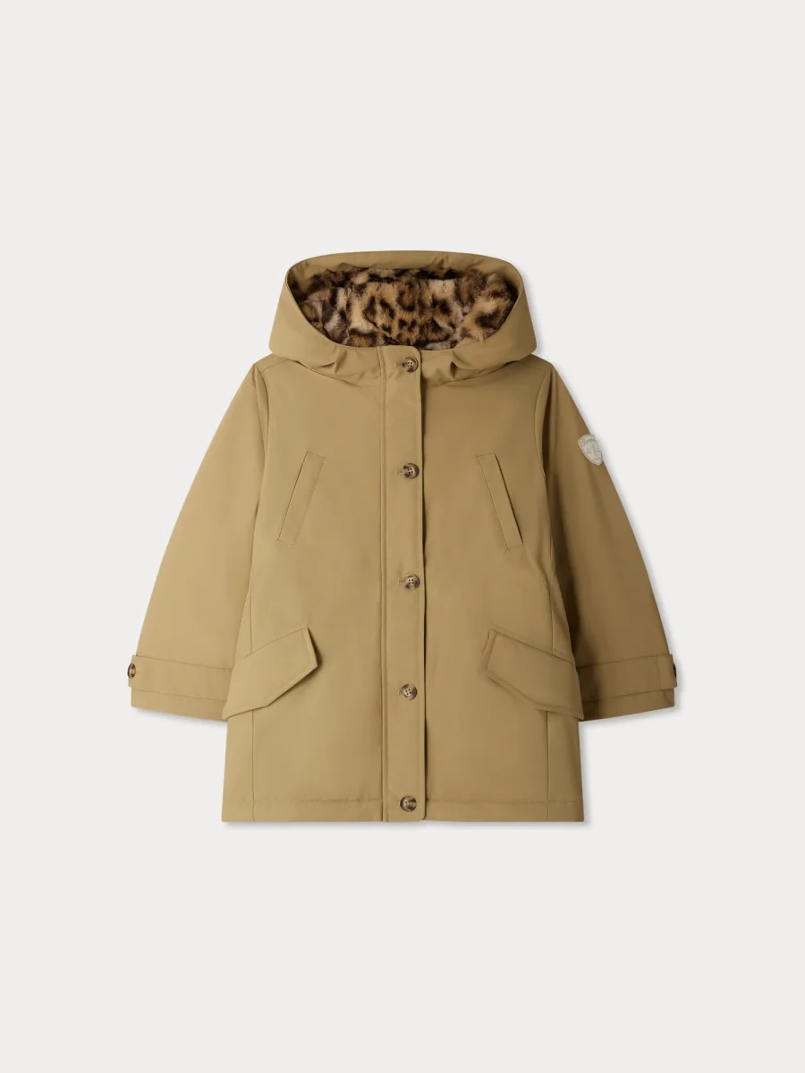 Parka Janova à capuche doublée de fausse fourrure imprimée léopard – Image 3