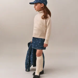 Jupe Jensua élastiquée à la taille en denim jacquard cerise