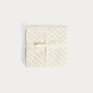 Lot de langes doudou uni et imprimé en coton biologique