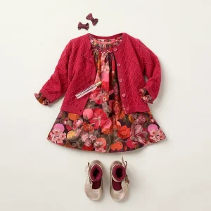 Robe Griottine smockée et brodée en tissu Liberty en coton biologique