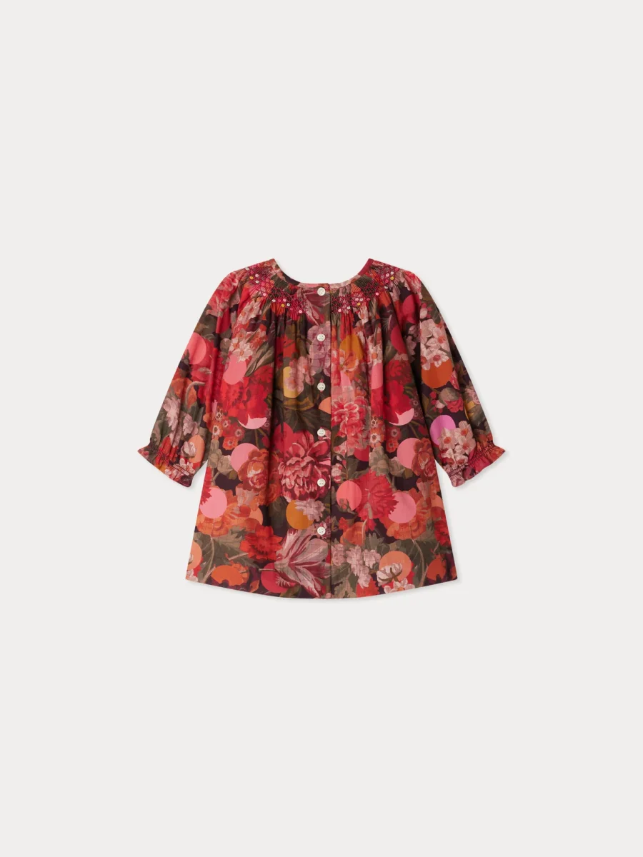 Robe Griottine smockée et brodée en tissu Liberty en coton biologique – Image 4