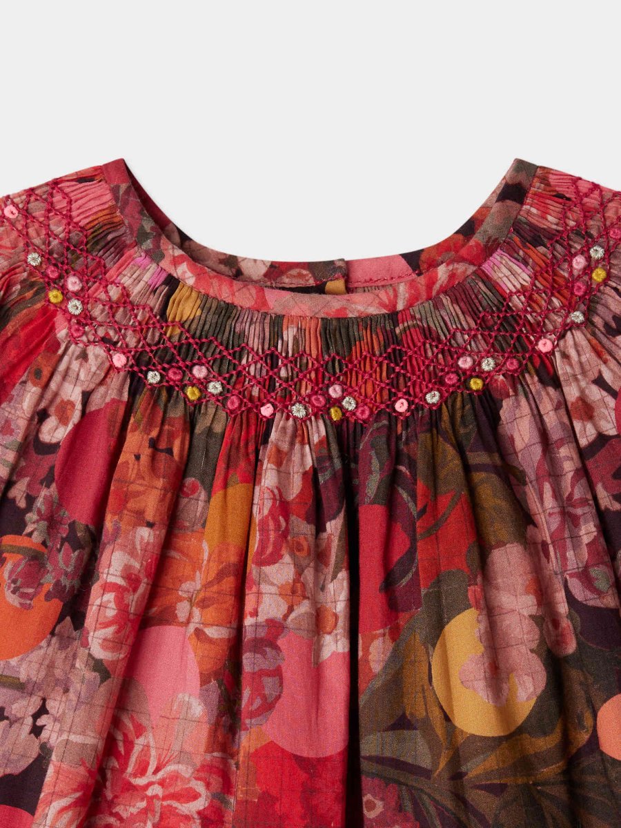 Robe Griottine smockée et brodée en tissu Liberty en coton biologique – Image 5