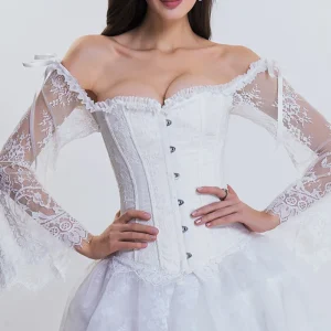Bustier corset blanc en dentelle