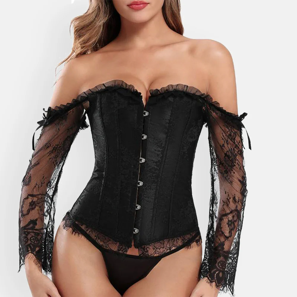 Corset bustier noir en dentelle – Image 2