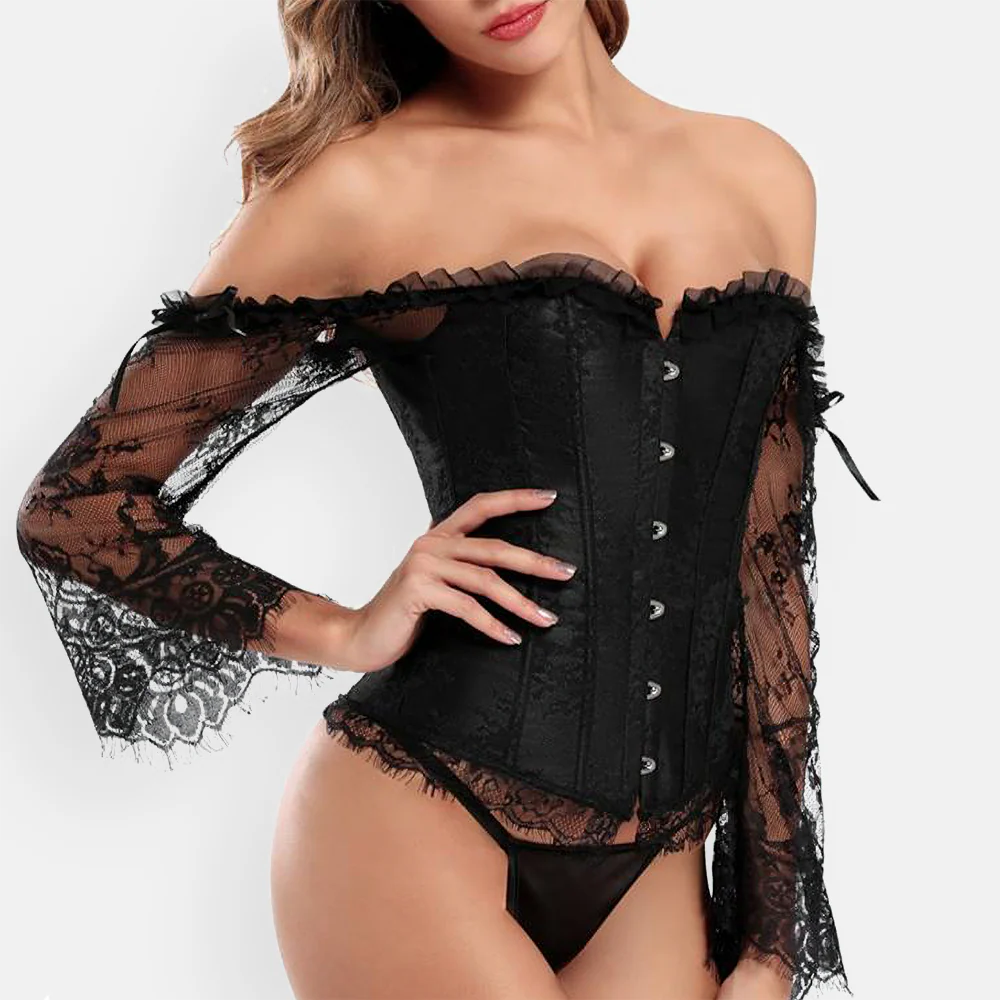 Corset bustier noir en dentelle – Image 3