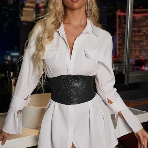 Ceinture corset à lacets noire