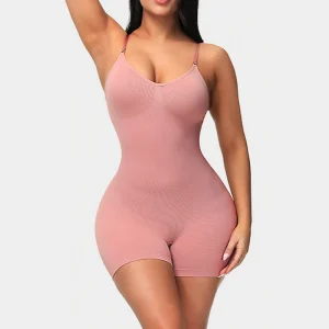 Combinaison gainante rose à bretelles
