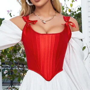 Corset à lacets rouge style bustier