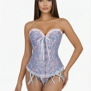 Corset bleu et rose bustier
