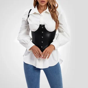 Corset à bretelles noir serre-taille