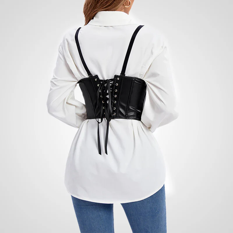 Corset à bretelles noir serre-taille – Image 4