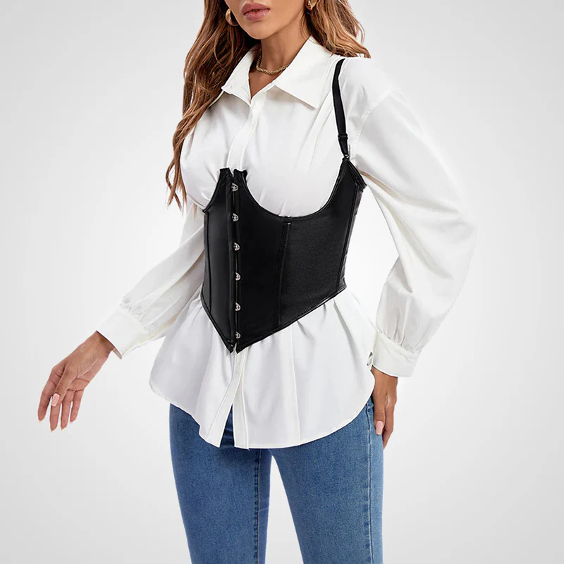 Corset à bretelles noir serre-taille – Image 3