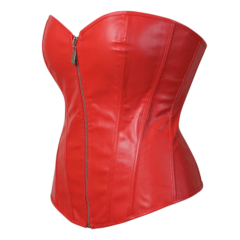 Corset en cuir rouge bustier – Image 5