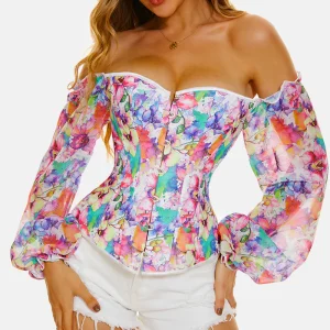 Corset à fleurs et manches longues bustier