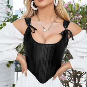 Corset noir en satin style bustier