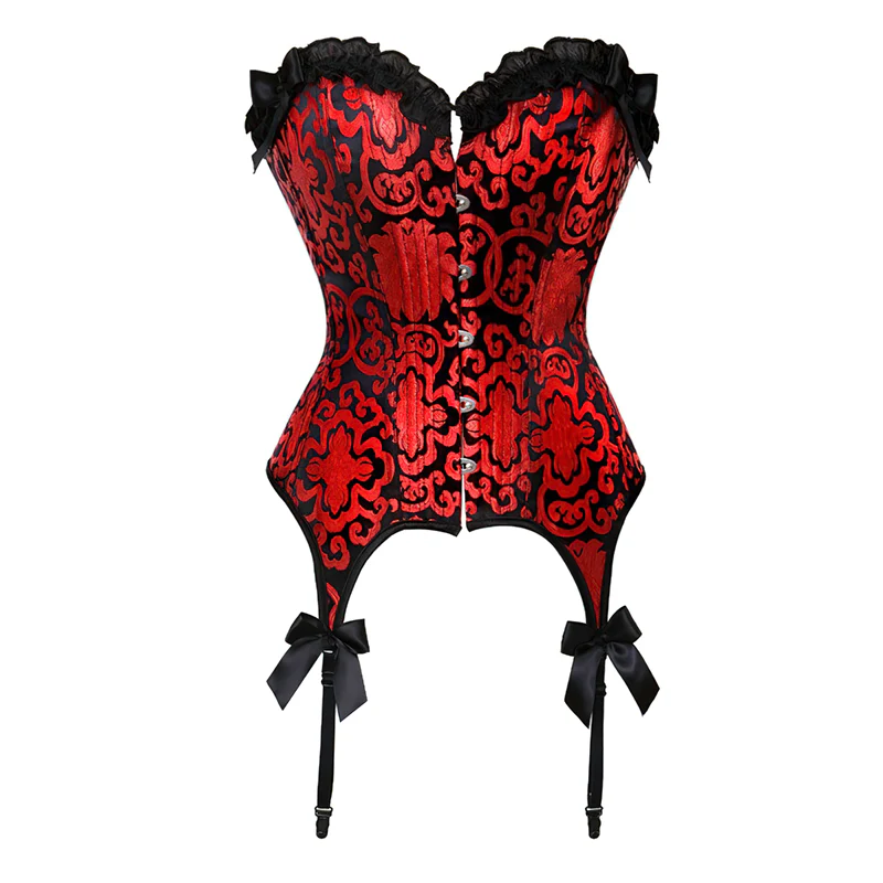 Corset porte-jarretelles rouge et noir bustier – Image 5
