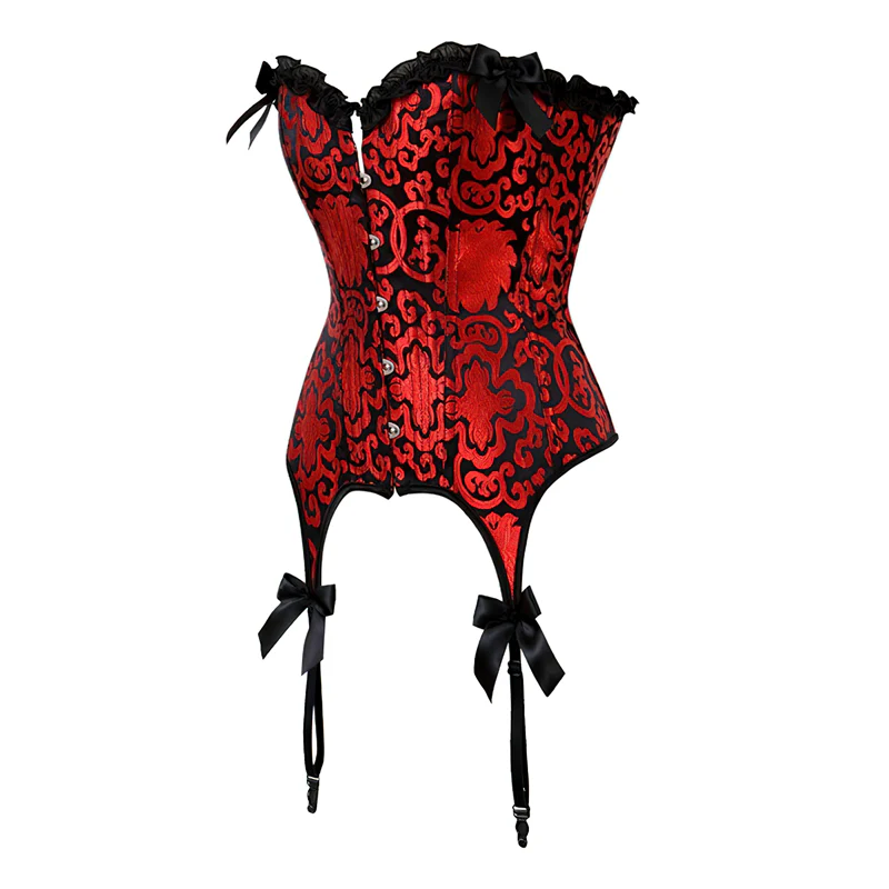 Corset porte-jarretelles rouge et noir bustier – Image 6