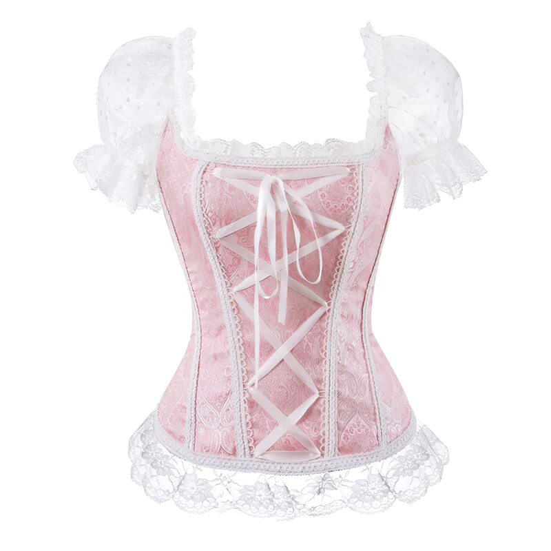Corset rose et blanc style bustier – Image 3