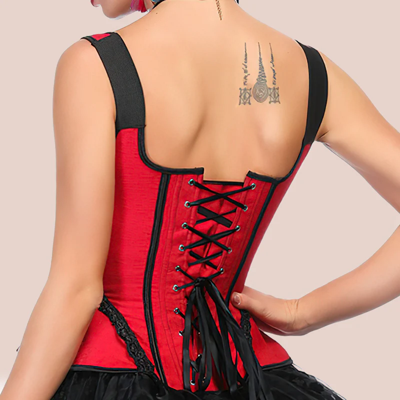 Corset rouge à bretelles style bustier – Image 4