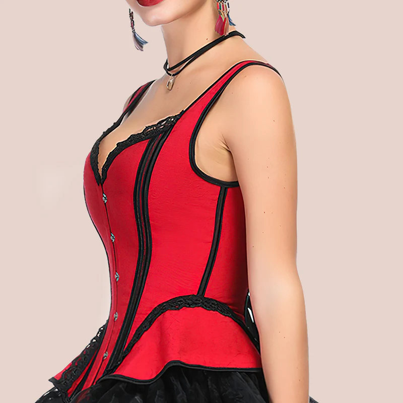 Corset rouge à bretelles style bustier – Image 3