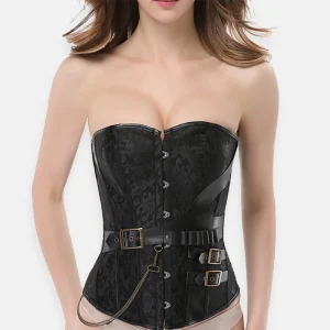 Corset steampunk noir bustier