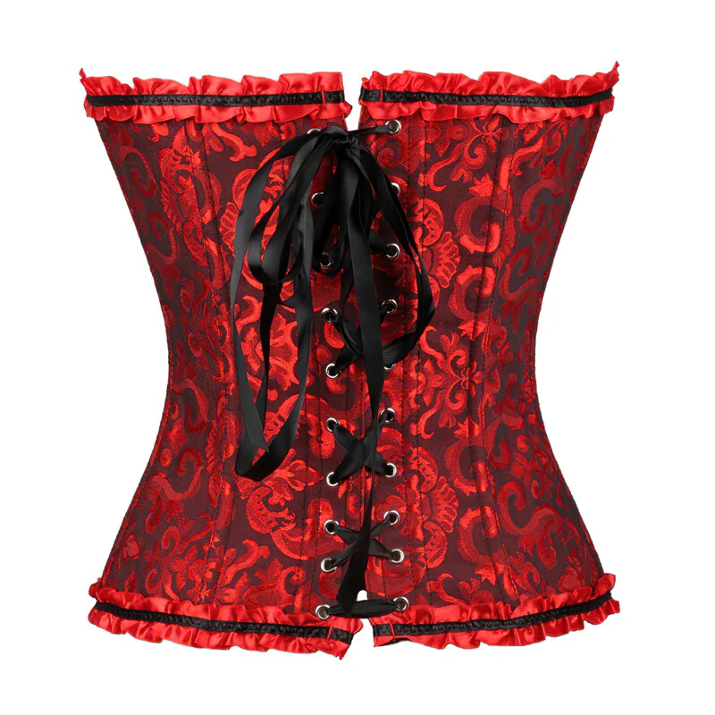 Corset victorien rouge et noir bustier – Image 6