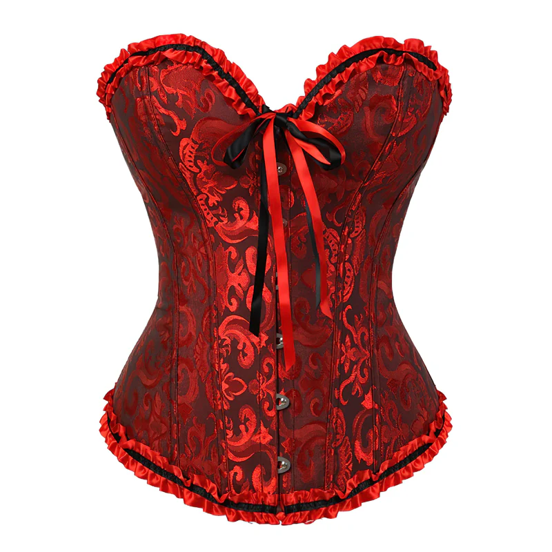 Corset victorien rouge et noir bustier – Image 4