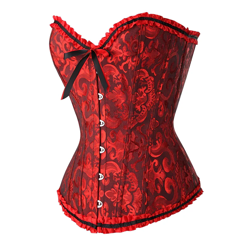Corset victorien rouge et noir bustier – Image 5