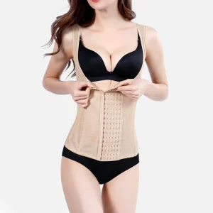 Gilet amincissant beige à crochets