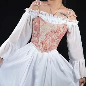 Bustier corset Renaissance à bretelles rose