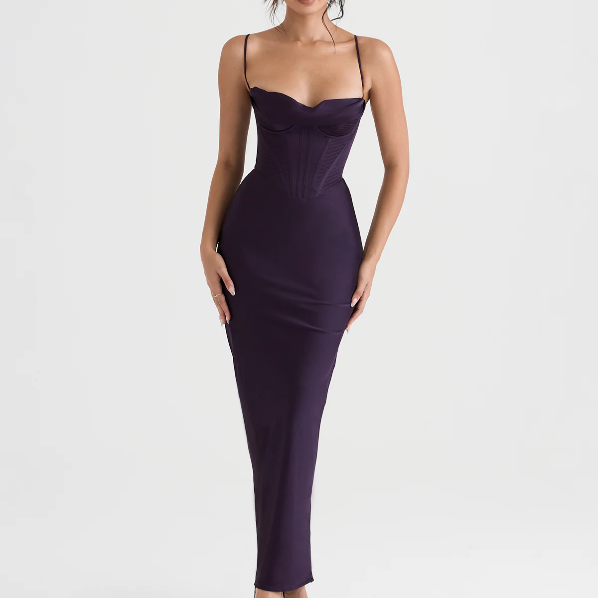Robe à corset longue violette