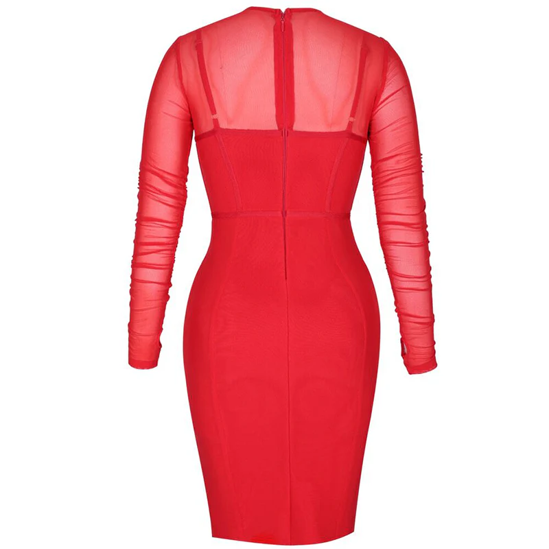 Robe corset à manches longues rouge – Image 8