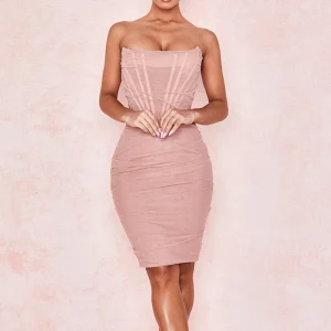 Robe corset saumon en tulle style bustier